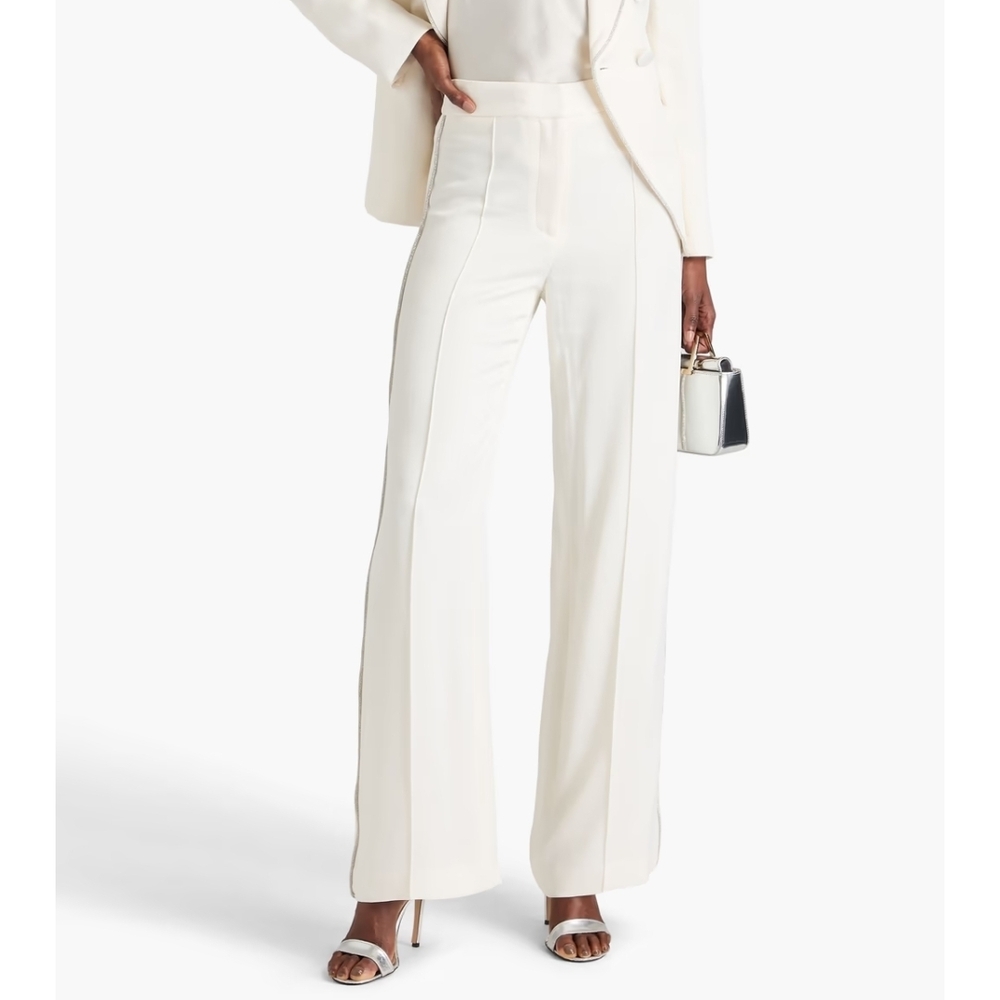 Veronica Beard Milicent Crystal Embelished Pants In White 00